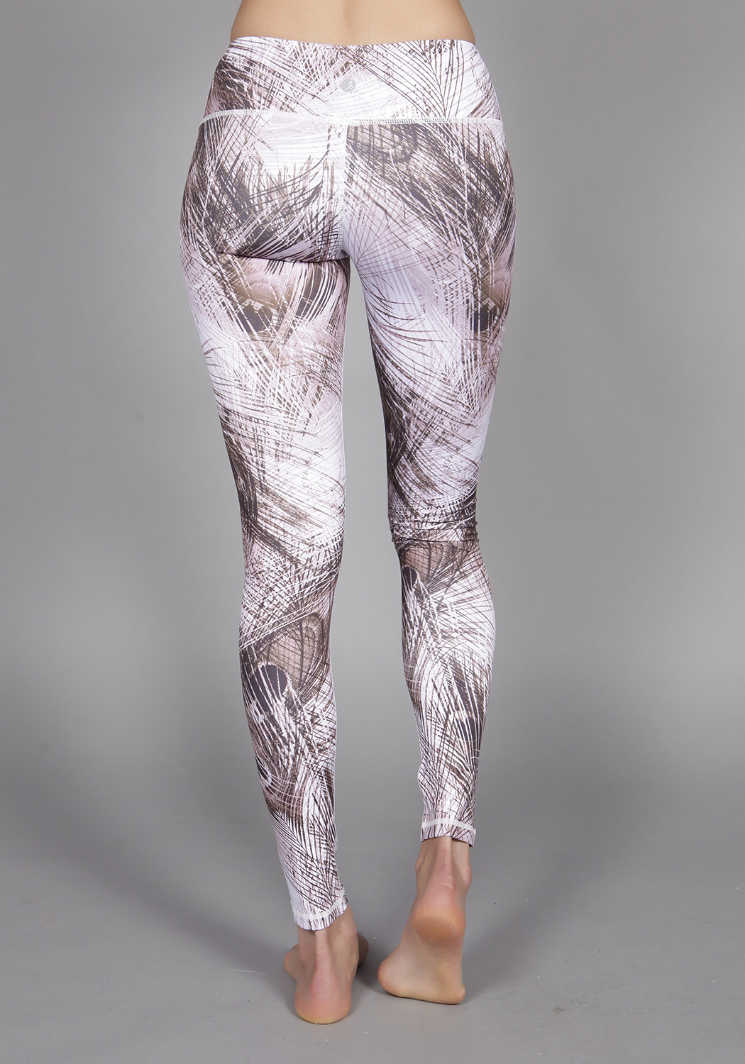 Stretchy White and Brown Patterned Leggings – Marble White – Bodhi Me